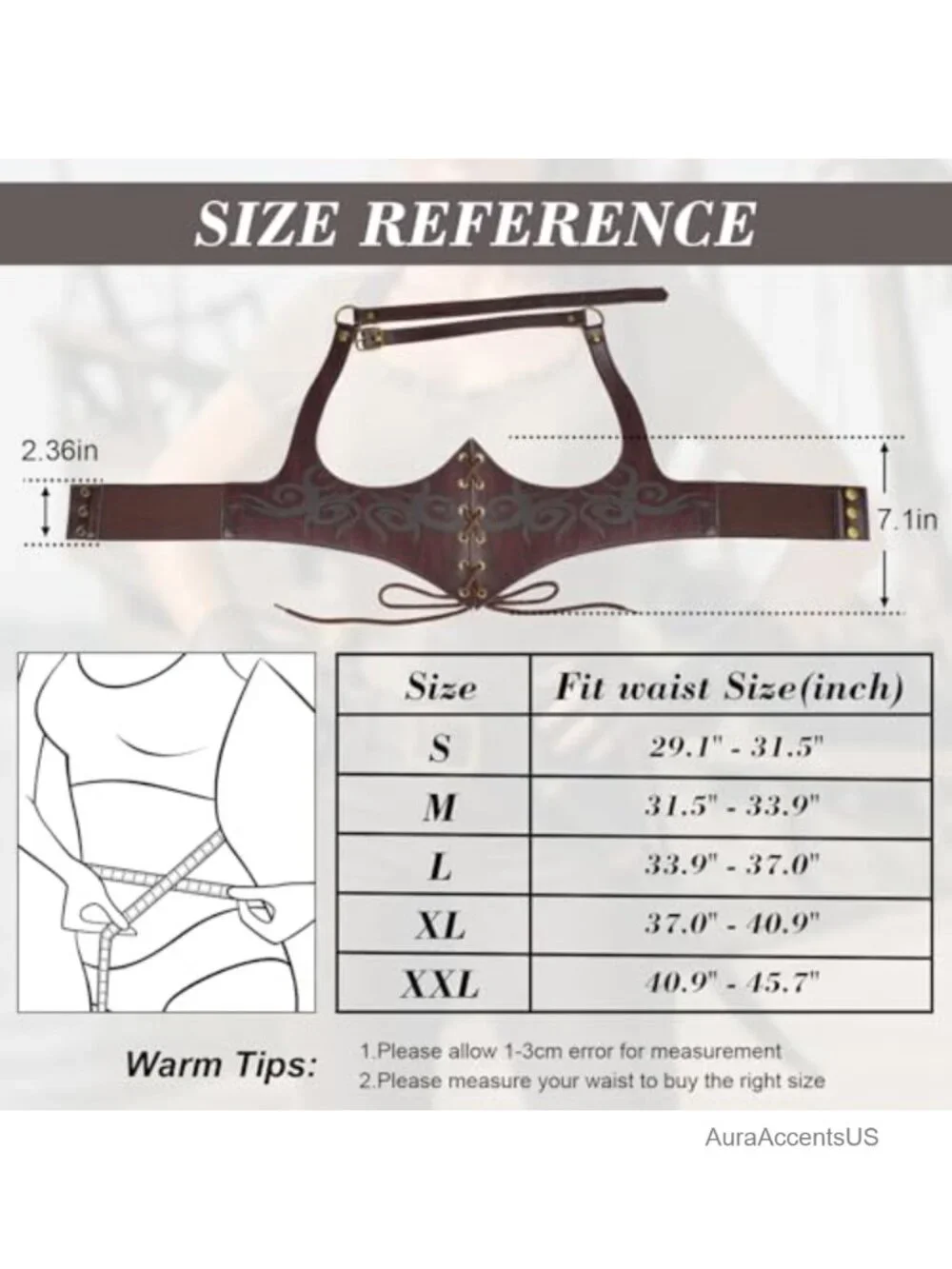 Faux Leather Lace-up Corset Belt with Adjustable Halter Neck Strap